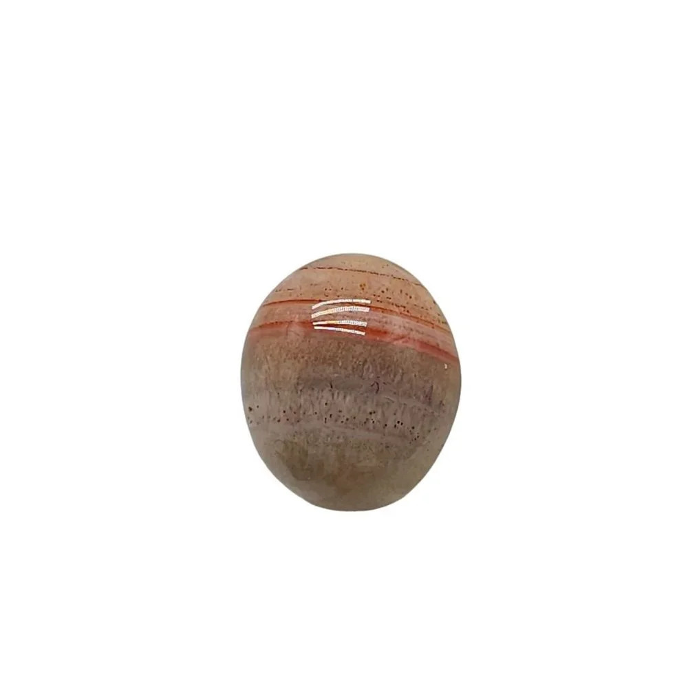 Red Banded Calcite Pork Stone Sphere Ring Size 6 Silver Tone Vintage